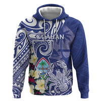 Personalised Hafa Adai Guam Hoodie Latte Stone With Coconut Crab LT05 Pullover Hoodie Blue - Polynesian Pride