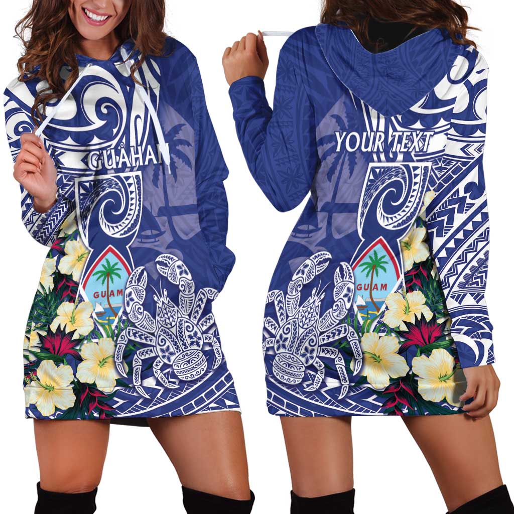 Personalised Hafa Adai Guam Hoodie Dress Latte Stone With Coconut Crab LT05 - Polynesian Pride