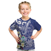 Personalised Hafa Adai Guam Kid T Shirt Latte Stone With Coconut Crab LT05 Blue - Polynesian Pride