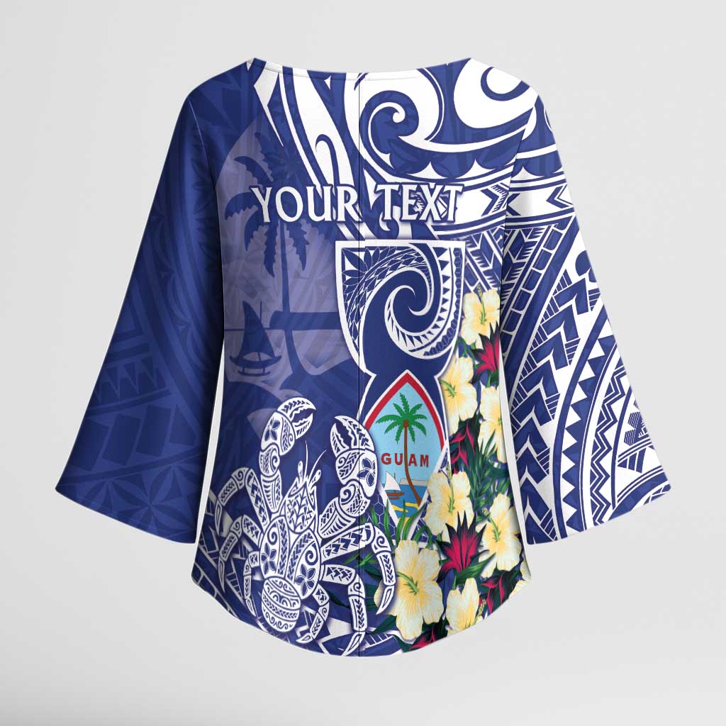 Personalised Hafa Adai Guam Kimono Sleeve Blouse Latte Stone With Coconut Crab LT05 - Polynesian Pride