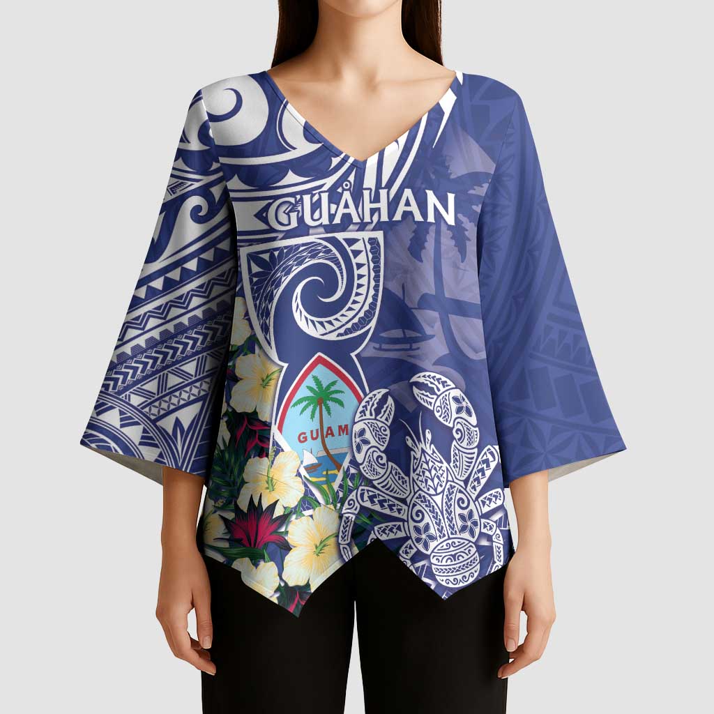 Personalised Hafa Adai Guam Kimono Sleeve Blouse Latte Stone With Coconut Crab LT05 - Polynesian Pride