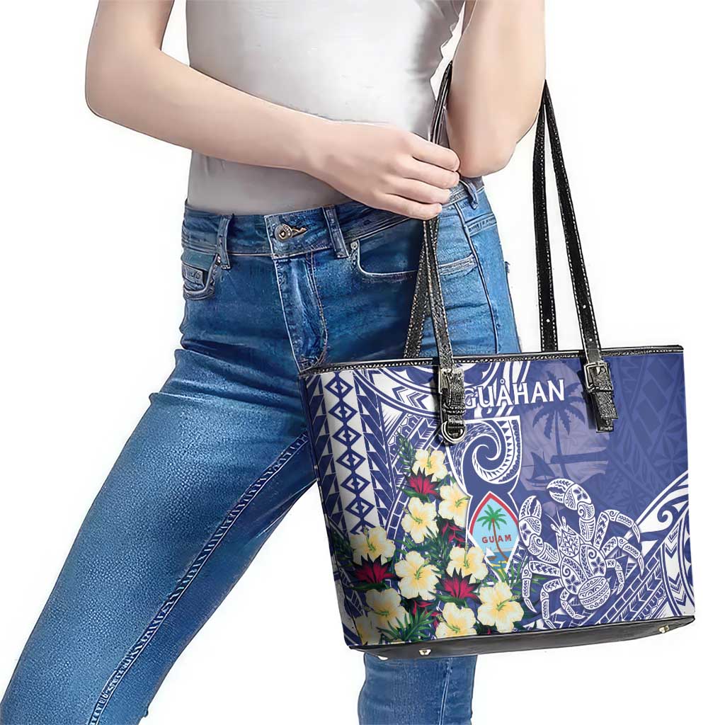 Hafa Adai Guam Leather Tote Bag Latte Stone With Coconut Crab LT05 - Polynesian Pride