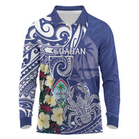 Personalised Hafa Adai Guam Long Sleeve Polo Shirt Latte Stone With Coconut Crab