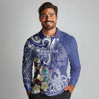 Personalised Hafa Adai Guam Long Sleeve Polo Shirt Latte Stone With Coconut Crab