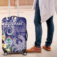 Hafa Adai Guam Luggage Cover Latte Stone With Coconut Crab LT05 Blue - Polynesian Pride