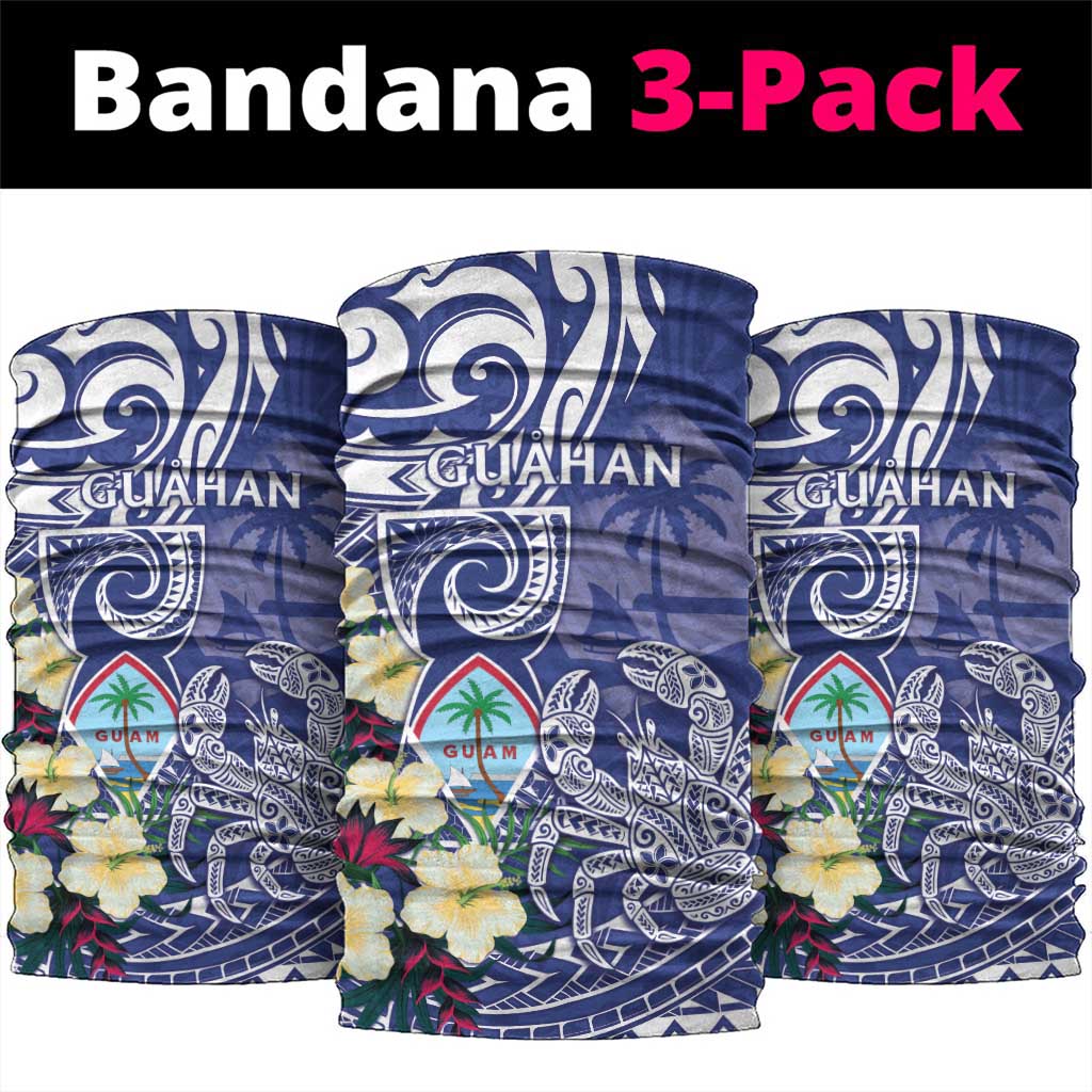 Hafa Adai Guam Neck Gaiter Latte Stone With Coconut Crab LT05 package One Size: 25*50cm Blue - Polynesian Pride