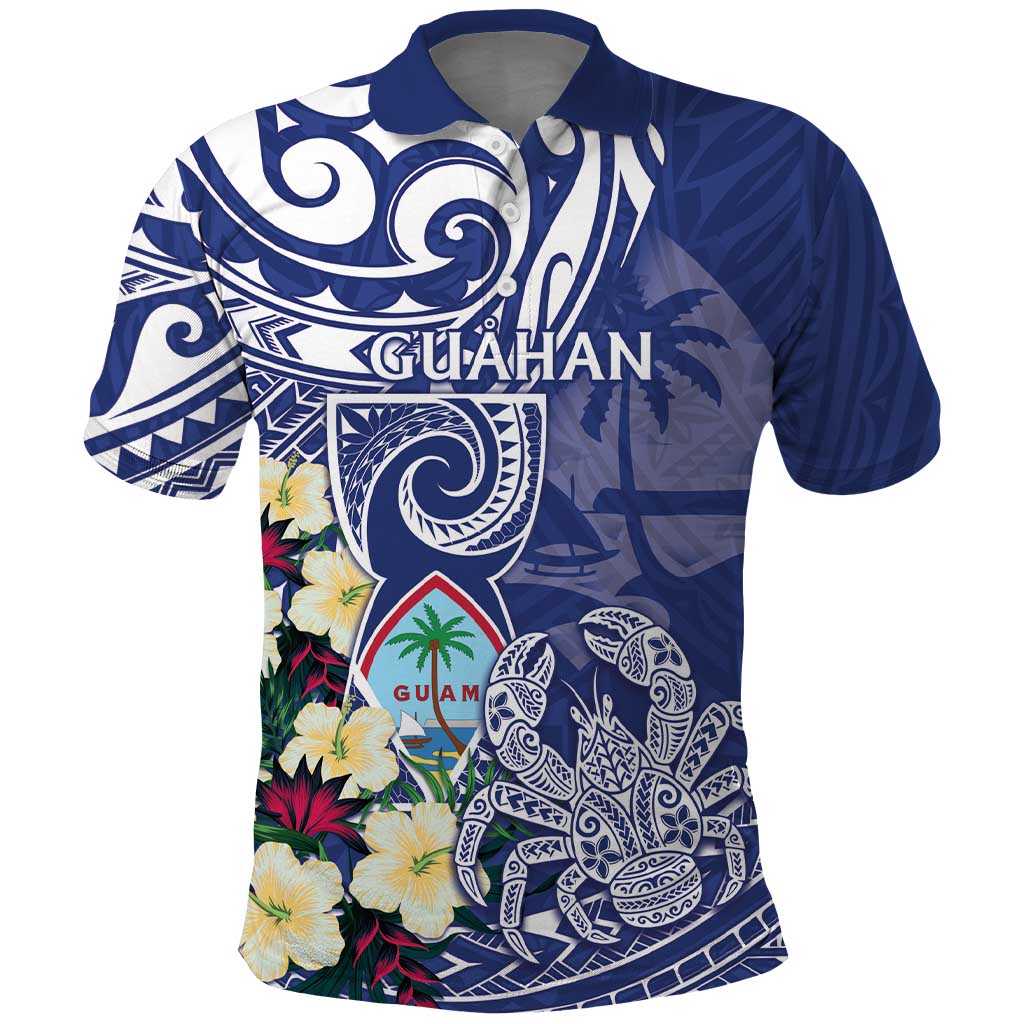 Personalised Hafa Adai Guam Polo Shirt Latte Stone With Coconut Crab