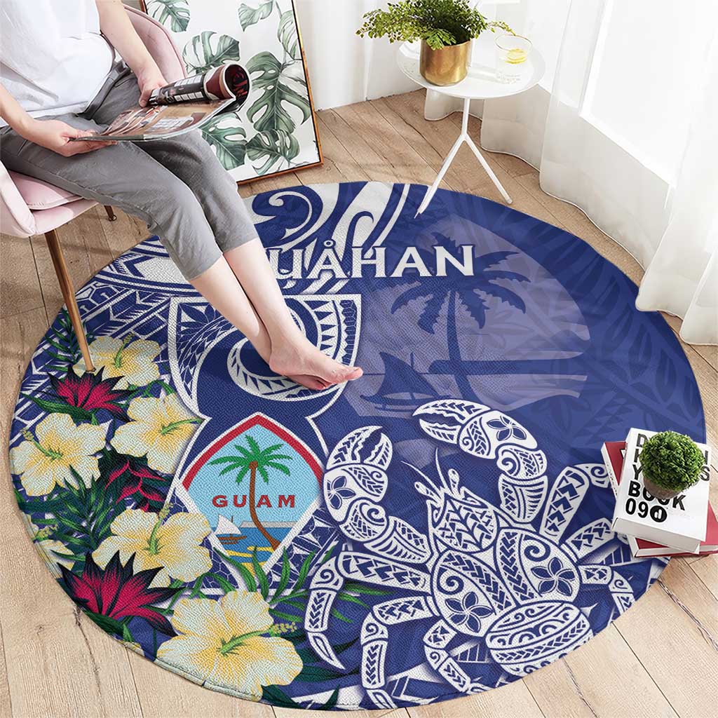 Hafa Adai Guam Round Carpet Latte Stone With Coconut Crab LT05 - Polynesian Pride