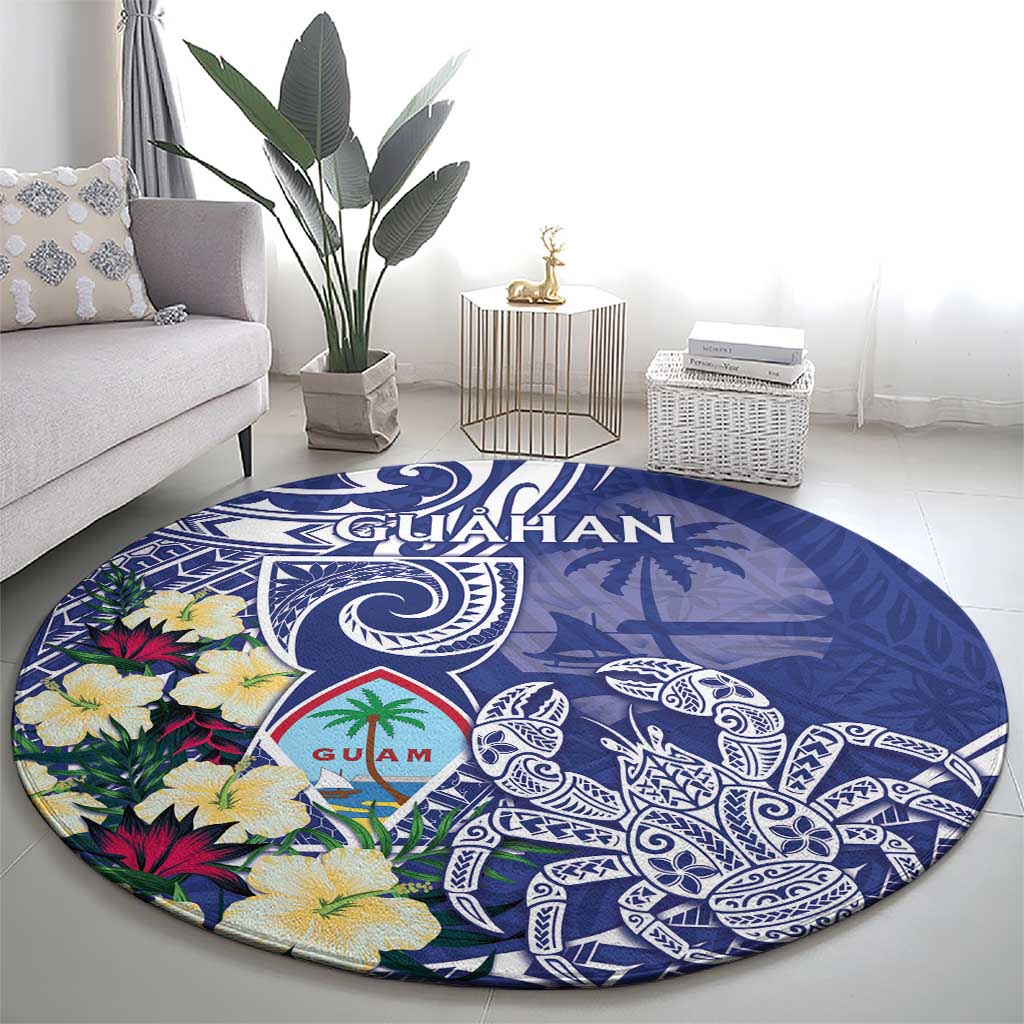 Hafa Adai Guam Round Carpet Latte Stone With Coconut Crab LT05 - Polynesian Pride