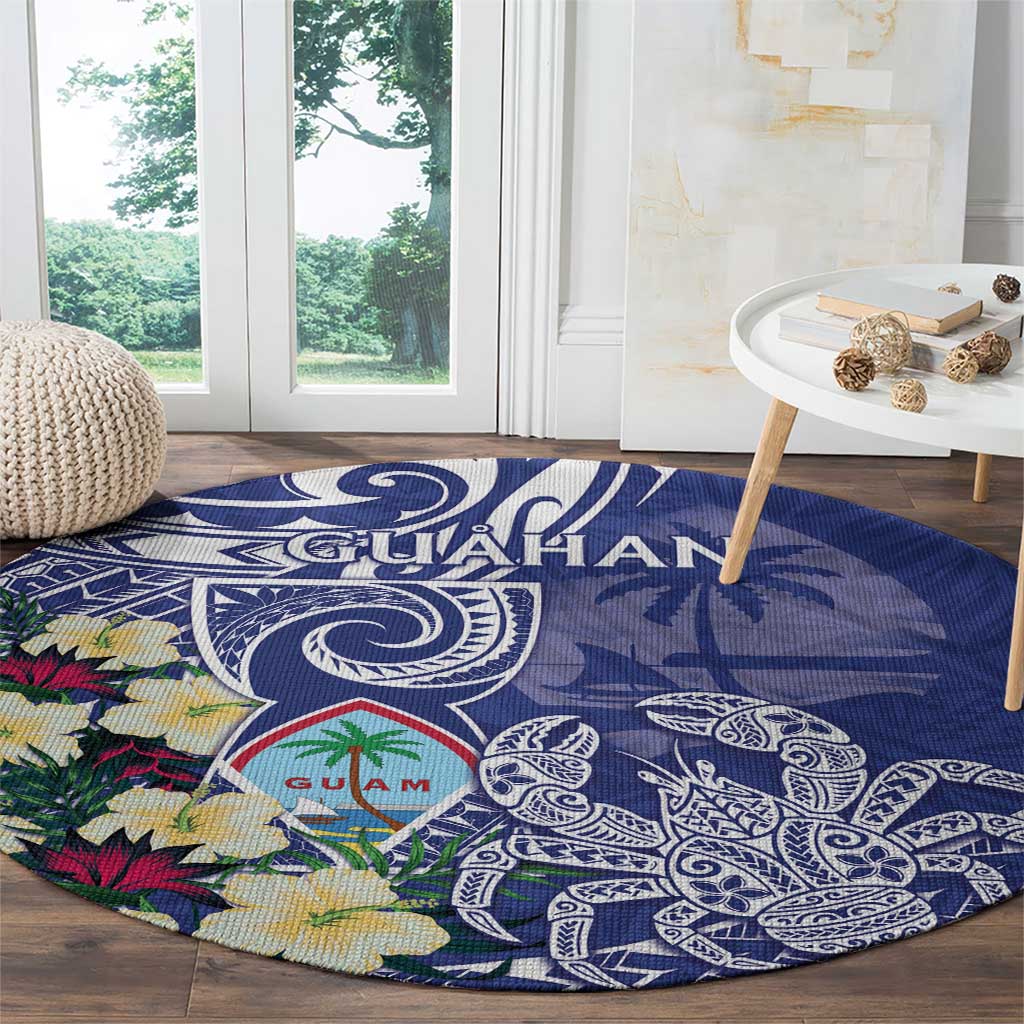 Hafa Adai Guam Round Carpet Latte Stone With Coconut Crab LT05 - Polynesian Pride