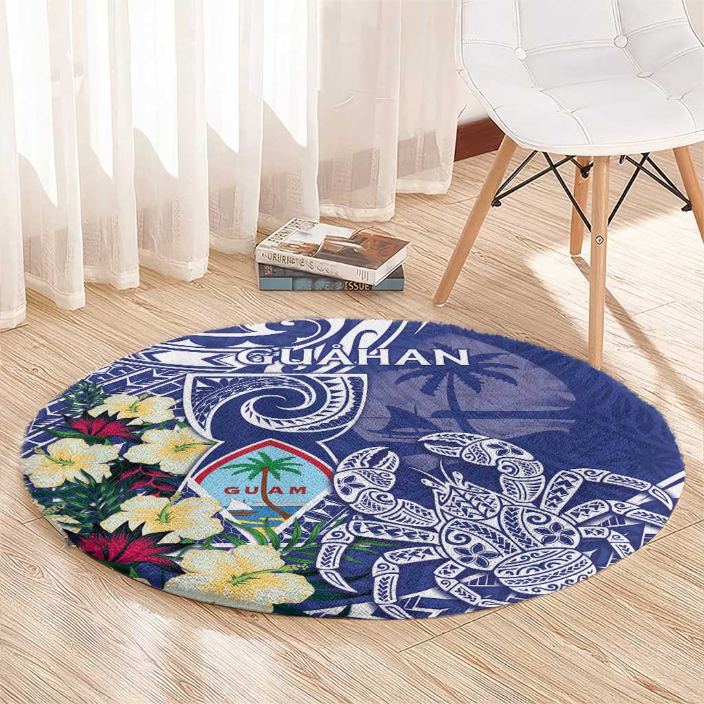 Hafa Adai Guam Round Carpet Latte Stone With Coconut Crab LT05 - Polynesian Pride
