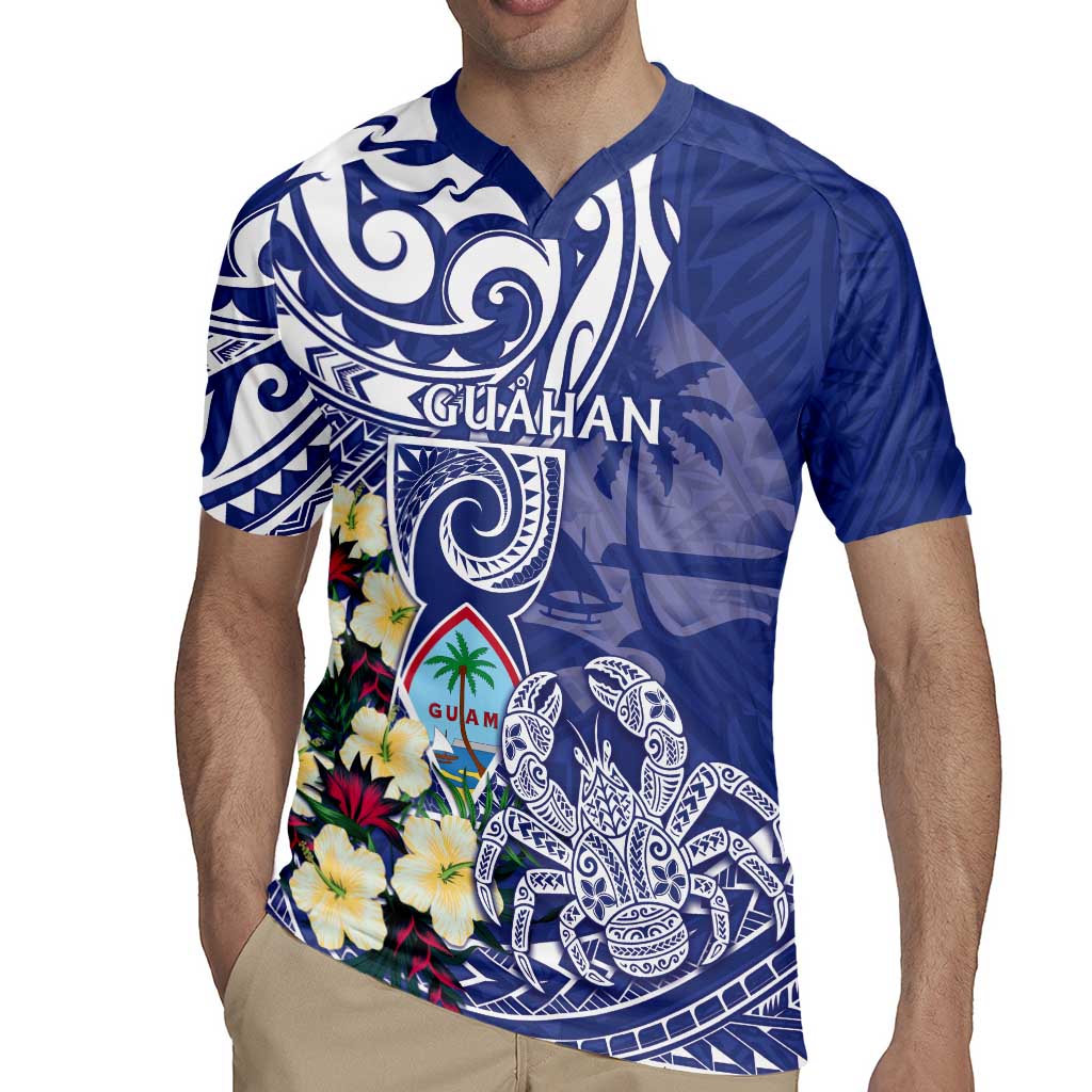 Personalised Hafa Adai Guam Rugby Jersey Latte Stone With Coconut Crab LT05 - Polynesian Pride
