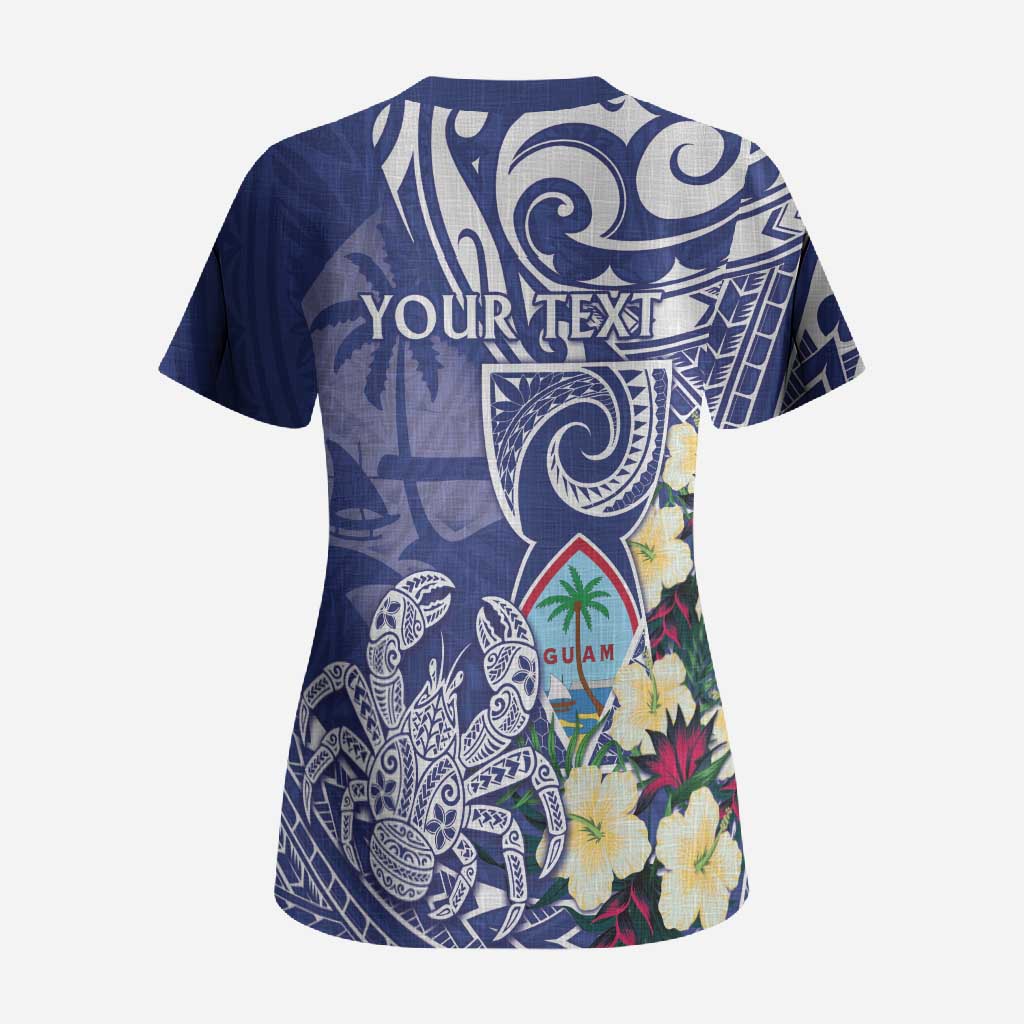 Personalised Hafa Adai Guam Scrub Top Latte Stone With Coconut Crab LT05 - Polynesian Pride