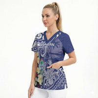 Personalised Hafa Adai Guam Scrub Top Latte Stone With Coconut Crab LT05 - Polynesian Pride