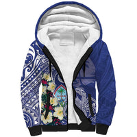 Personalised Hafa Adai Guam Sherpa Hoodie Latte Stone With Coconut Crab LT05 Unisex Blue - Polynesian Pride
