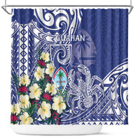 Hafa Adai Guam Shower Curtain Latte Stone With Coconut Crab LT05 Blue - Polynesian Pride