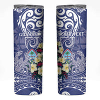 Personalised Hafa Adai Guam Skinny Tumbler Latte Stone With Coconut Crab LT05 Blue - Polynesian Pride