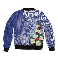 Personalised Hafa Adai Guam Sleeve Zip Bomber Jacket Latte Stone With Coconut Crab