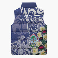 Personalised Hafa Adai Guam Sleeveless Puffer Jacket Latte Stone With Coconut Crab LT05 - Polynesian Pride