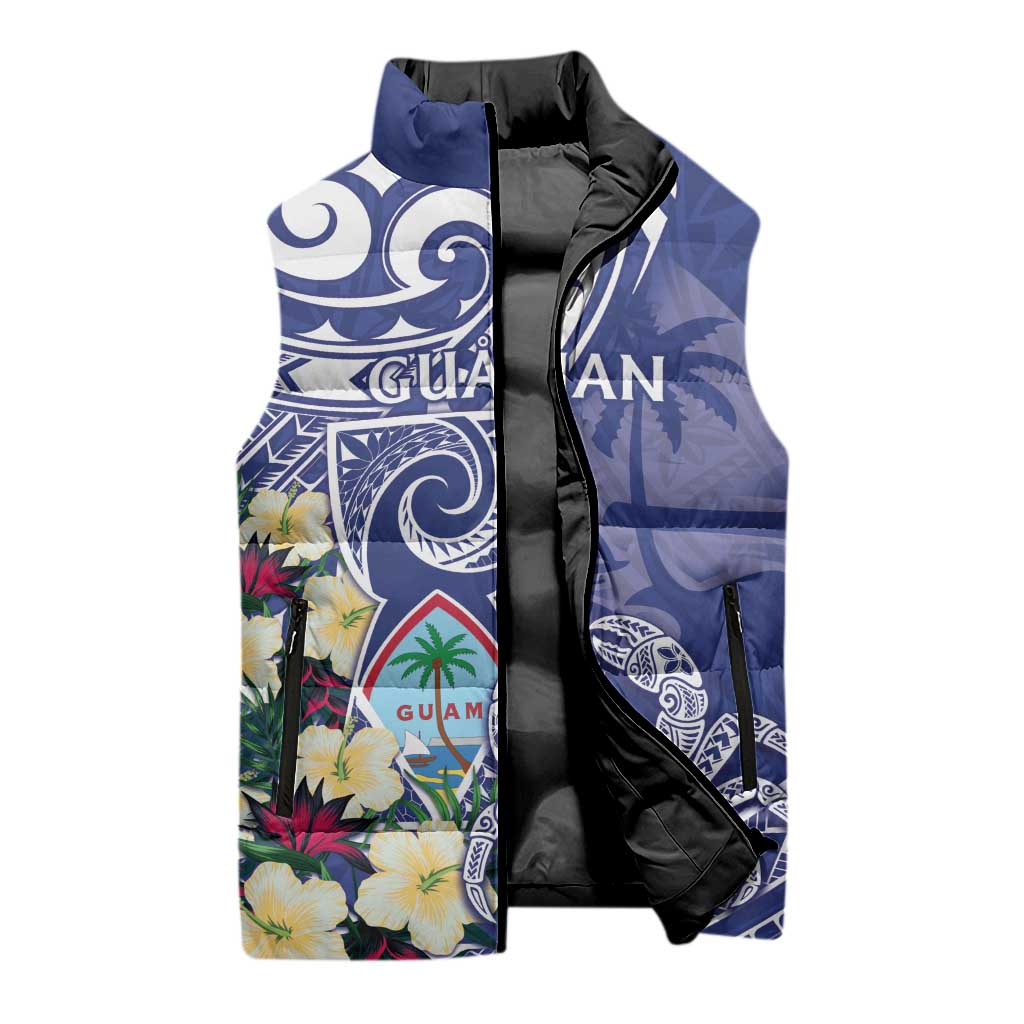 Personalised Hafa Adai Guam Sleeveless Puffer Jacket Latte Stone With Coconut Crab LT05 - Polynesian Pride