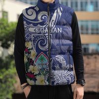 Personalised Hafa Adai Guam Sleeveless Puffer Jacket Latte Stone With Coconut Crab LT05 - Polynesian Pride