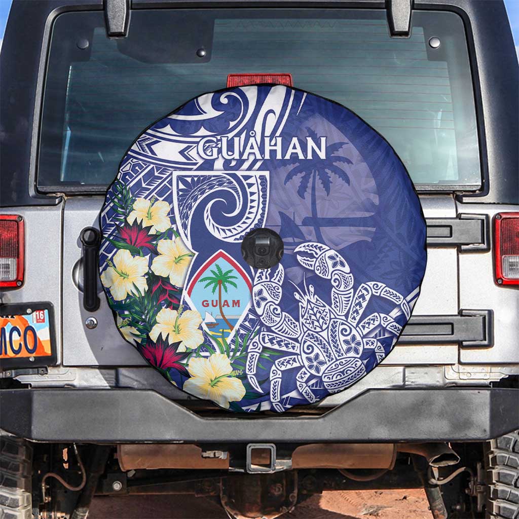 Hafa Adai Guam Spare Tire Cover Latte Stone With Coconut Crab LT05 Blue - Polynesian Pride