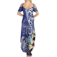 Personalised Hafa Adai Guam Summer Maxi Dress Latte Stone With Coconut Crab LT05 - Polynesian Pride