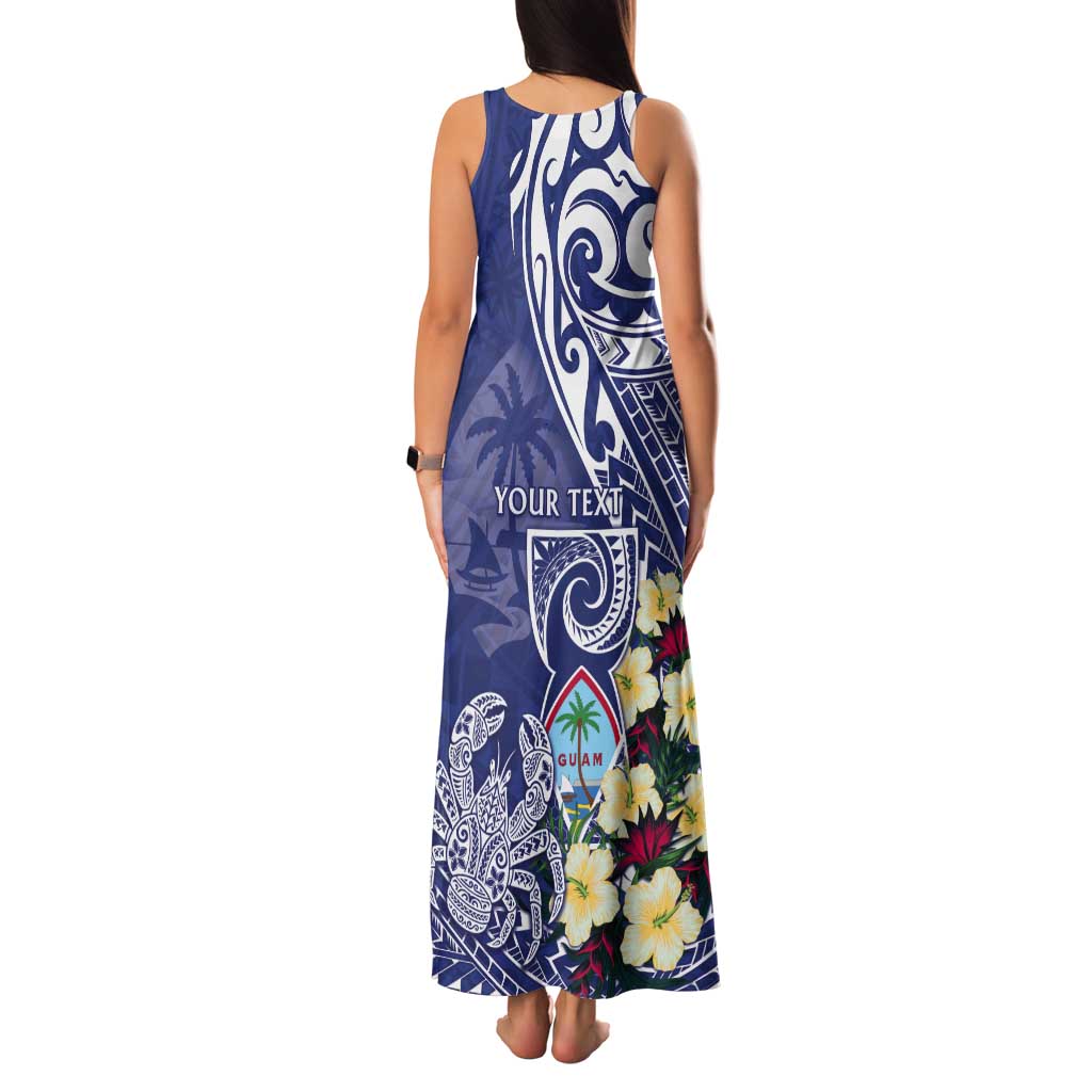 Personalised Hafa Adai Guam Tank Maxi Dress Latte Stone With Coconut Crab LT05 - Polynesian Pride