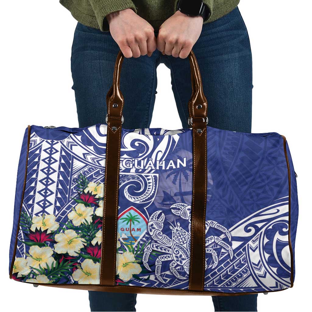 Hafa Adai Guam Travel Bag Latte Stone With Coconut Crab LT05 Blue - Polynesian Pride