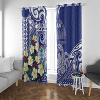 Hafa Adai Guam Window Curtain Latte Stone With Coconut Crab LT05 With Grommets Blue - Polynesian Pride