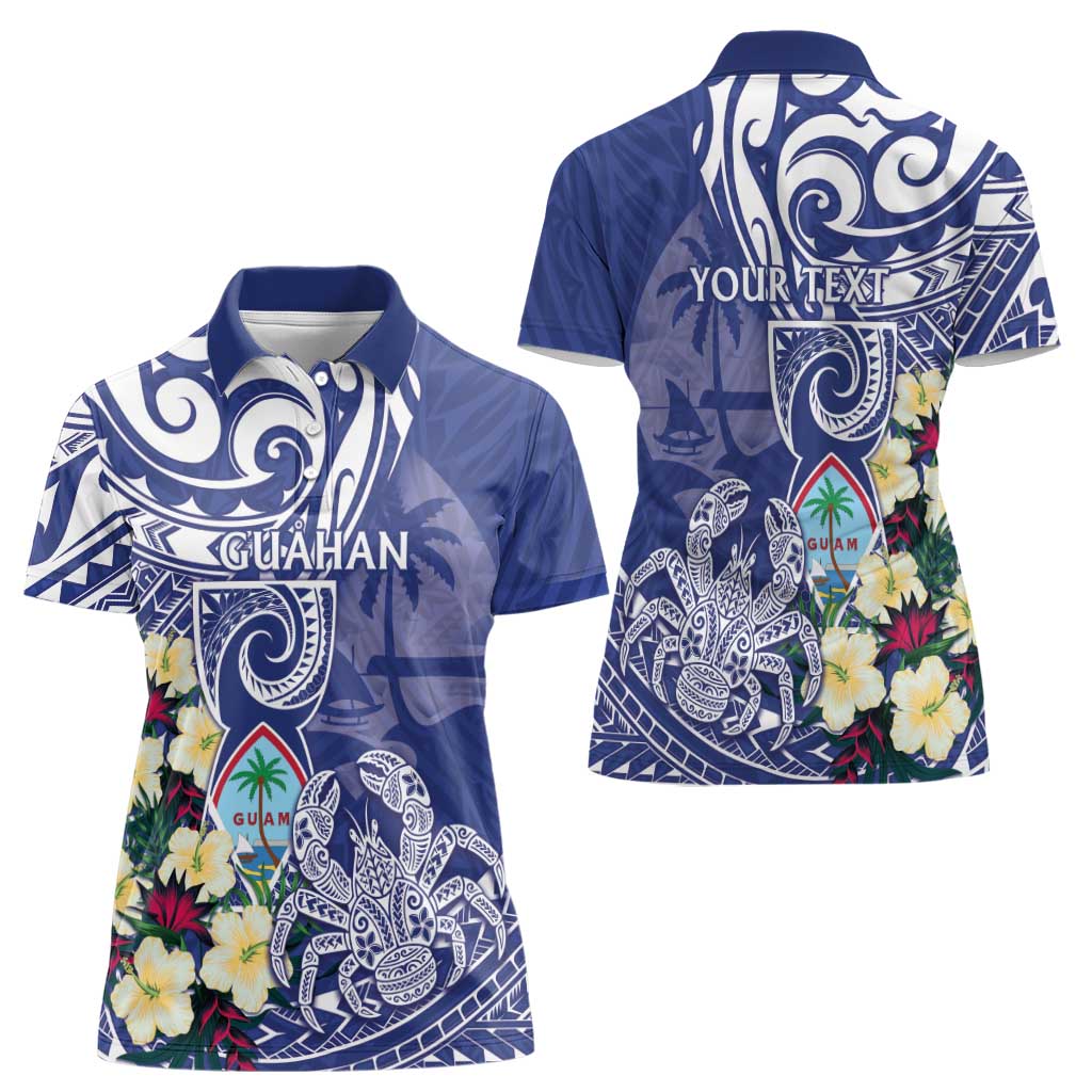 Personalised Hafa Adai Guam Women Polo Shirt Latte Stone With Coconut Crab LT05 - Polynesian Pride