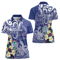 Personalised Hafa Adai Guam Women Polo Shirt Latte Stone With Coconut Crab LT05 - Polynesian Pride