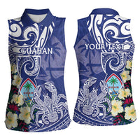 Personalised Hafa Adai Guam Women Sleeveless Polo Shirt Latte Stone With Coconut Crab LT05 - Polynesian Pride