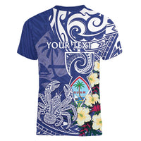 Personalised Hafa Adai Guam Women V-Neck T-Shirt Latte Stone With Coconut Crab LT05 - Polynesian Pride