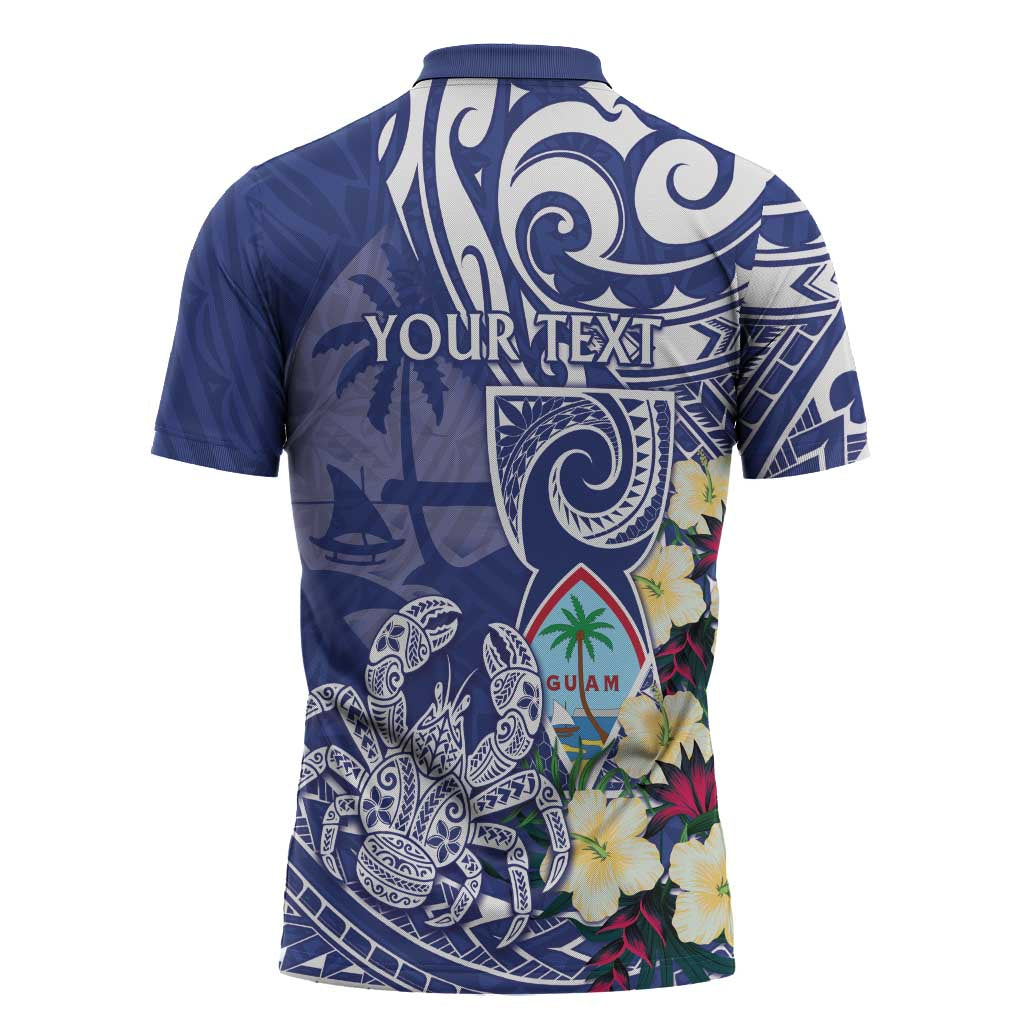 Personalised Hafa Adai Guam Zipper Polo Shirt Latte Stone With Coconut Crab LT05 - Polynesian Pride