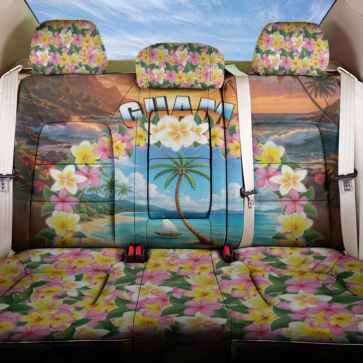 Guam Back Car Seat Cover Eternal Summer Sunset Beach LT05 One Size Colorful - Polynesian Pride