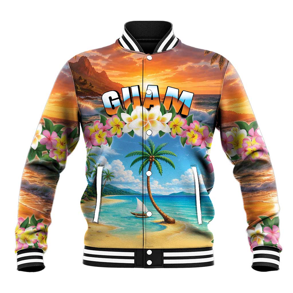 Guam Baseball Jacket Eternal Summer Sunset Beach LT05 Unisex Colorful - Polynesian Pride