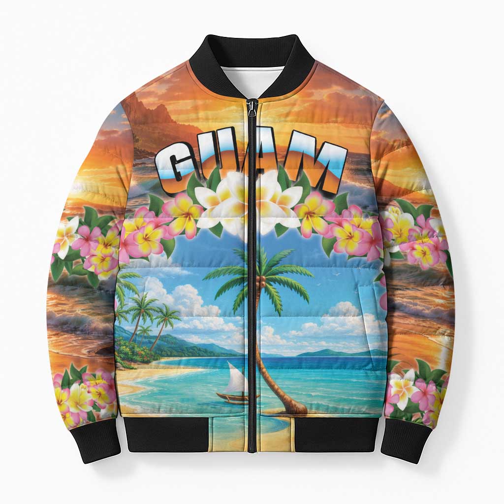 Guam Bomber Puffer Jacket Eternal Summer Sunset Beach LT05 Unisex Colorful - Polynesian Pride