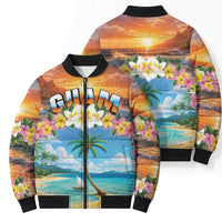 Guam Bomber Puffer Jacket Eternal Summer Sunset Beach LT05 - Polynesian Pride