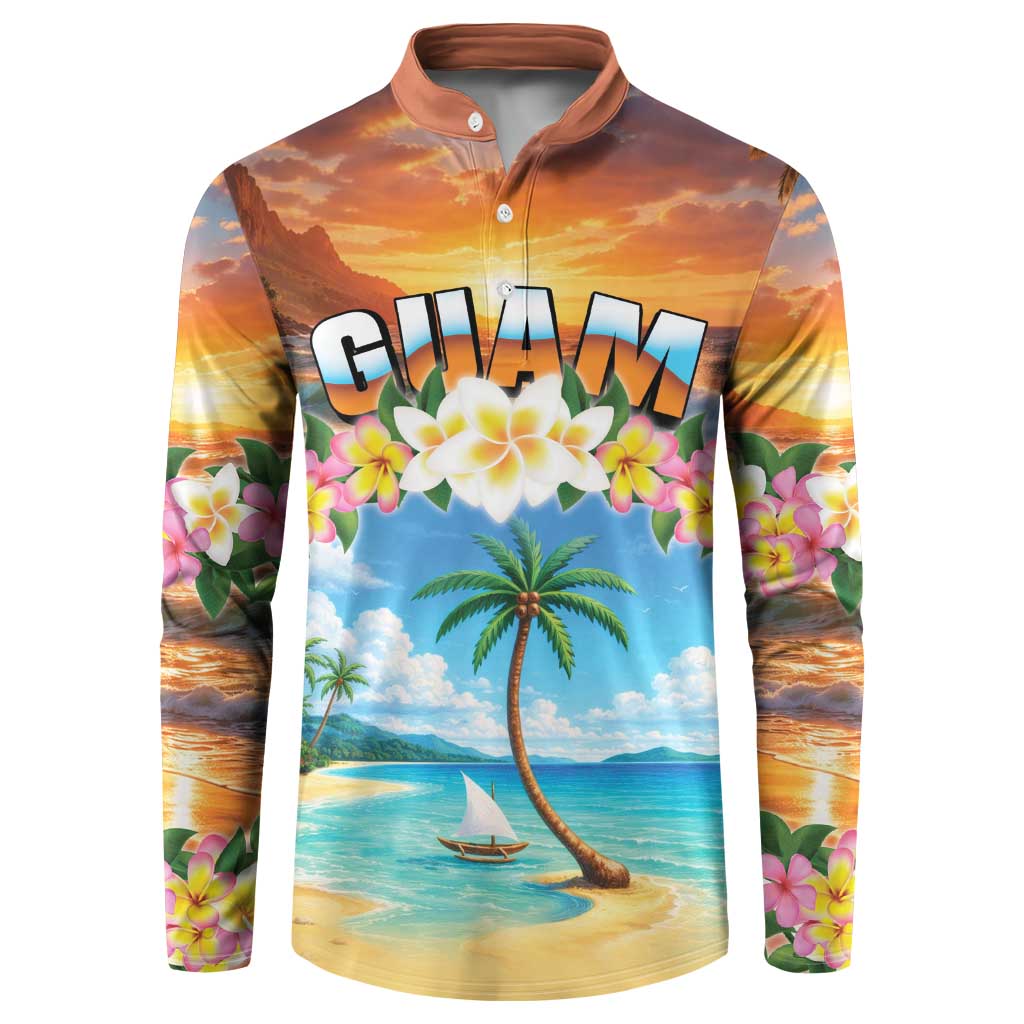 Guam Button Sweatshirt Eternal Summer Sunset Beach LT05 Colorful - Polynesian Pride