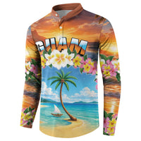 Guam Button Sweatshirt Eternal Summer Sunset Beach LT05 - Polynesian Pride