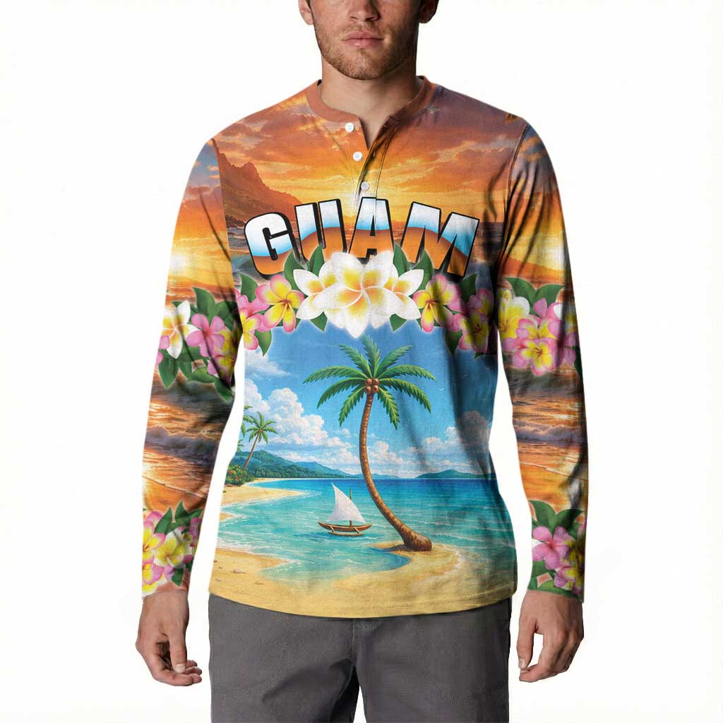 Guam Button Sweatshirt Eternal Summer Sunset Beach LT05 - Polynesian Pride