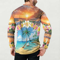 Guam Button Sweatshirt Eternal Summer Sunset Beach LT05 - Polynesian Pride