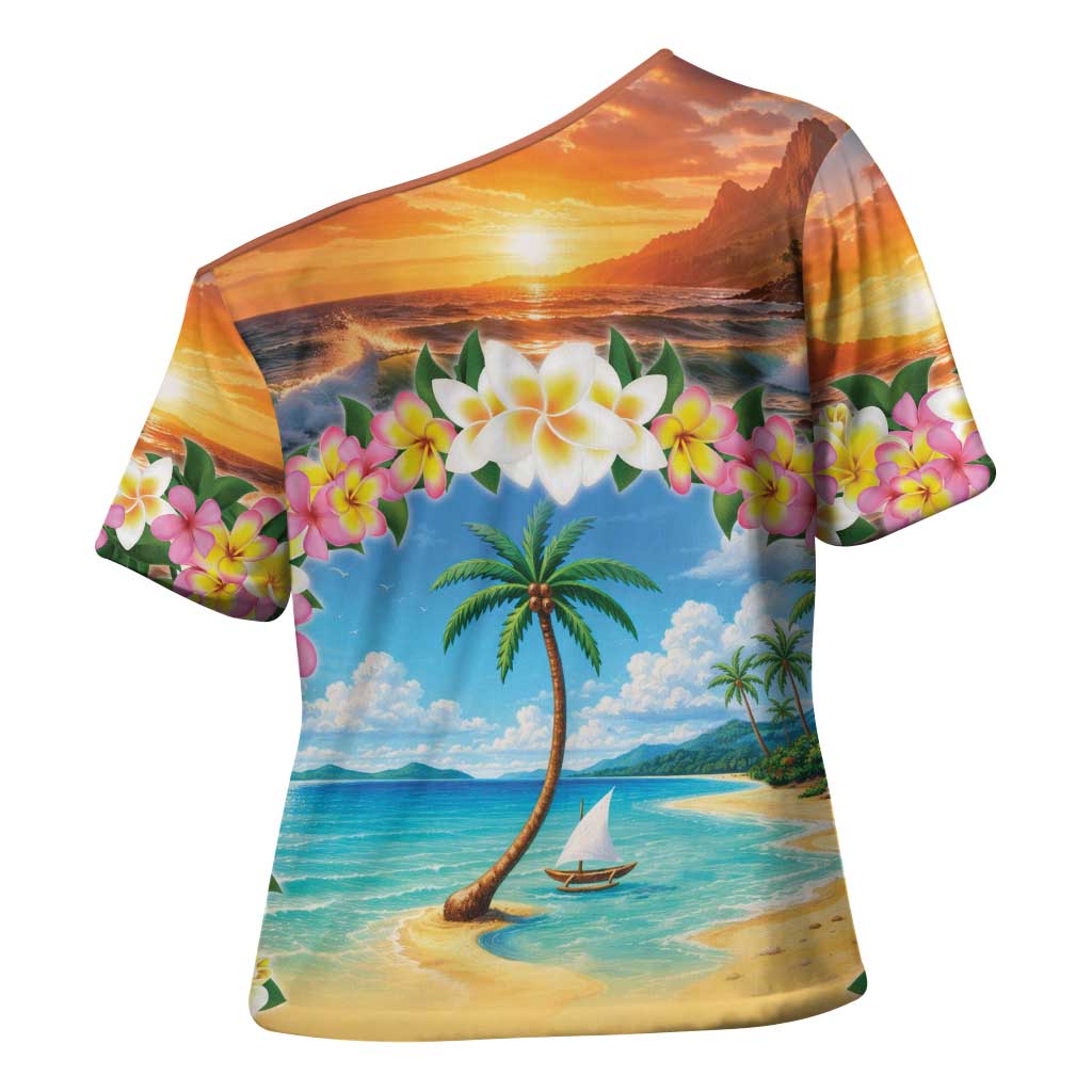 Guam Cross Shoulder Shirt Eternal Summer Sunset Beach LT05 - Polynesian Pride