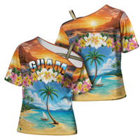 Guam Cross Shoulder Shirt Eternal Summer Sunset Beach LT05 - Polynesian Pride