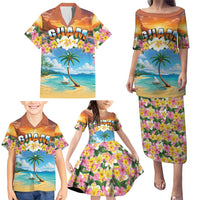 Guam Family Matching Puletasi and Hawaiian Shirt Eternal Summer Sunset Beach LT05 - Polynesian Pride