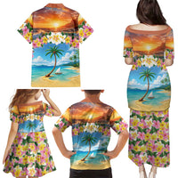 Guam Family Matching Puletasi and Hawaiian Shirt Eternal Summer Sunset Beach LT05 - Polynesian Pride