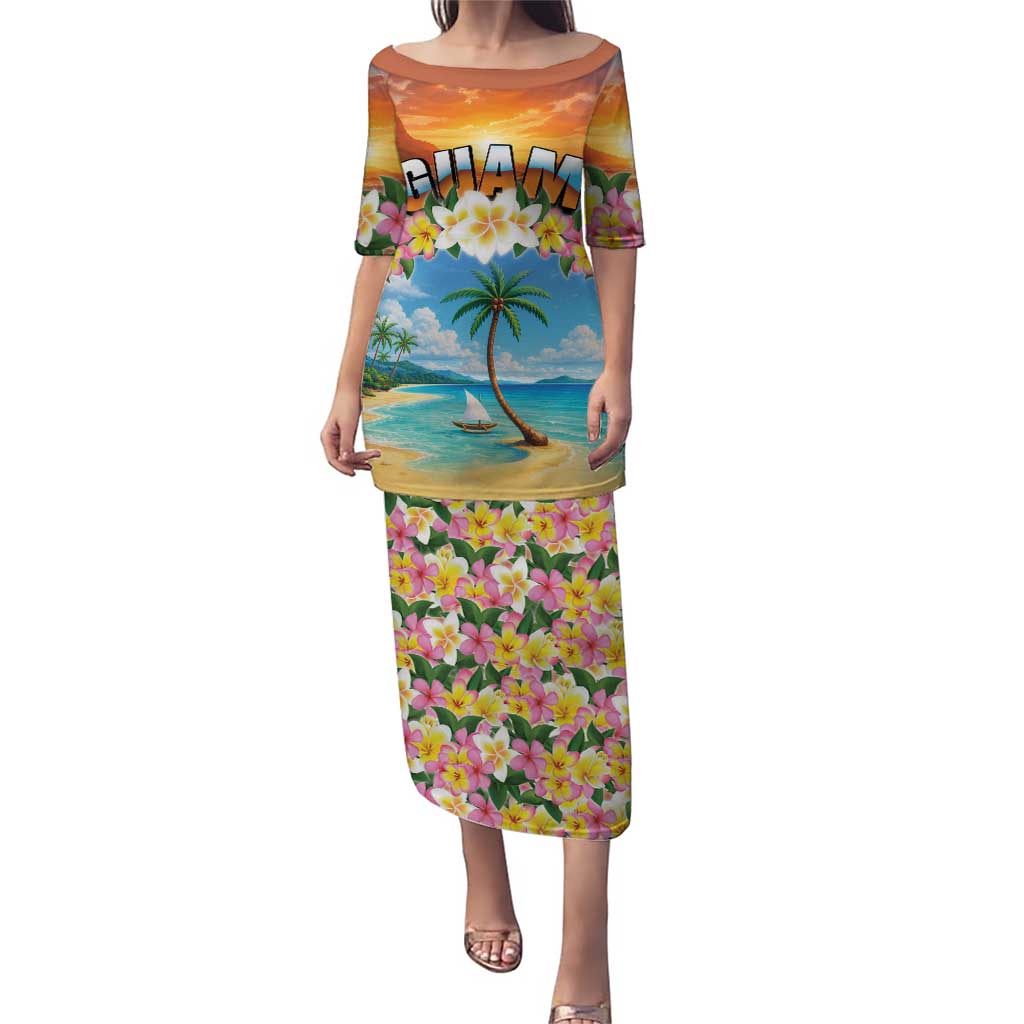 Guam Family Matching Puletasi and Hawaiian Shirt Eternal Summer Sunset Beach LT05 Mom's Dress Colorful - Polynesian Pride