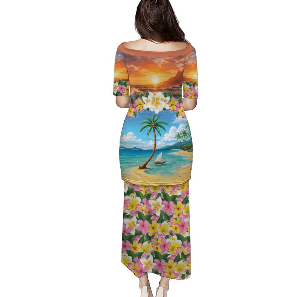 Guam Family Matching Puletasi and Hawaiian Shirt Eternal Summer Sunset Beach LT05 - Polynesian Pride