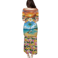 Guam Family Matching Puletasi and Hawaiian Shirt Eternal Summer Sunset Beach LT05 - Polynesian Pride